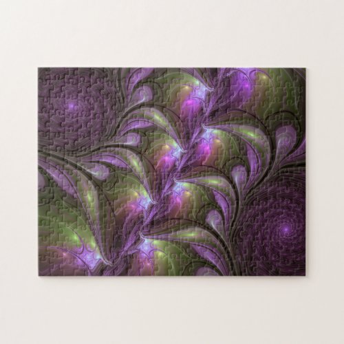 Colorful Abstract Violet Purple Khaki Fractal Art Jigsaw Puzzle