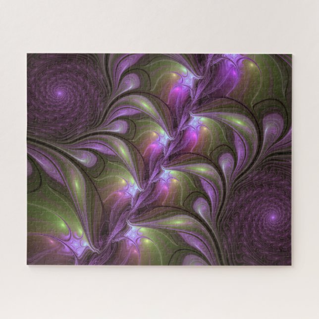 Colorful Abstract Violet Purple Khaki Fractal Art Jigsaw Puzzle (Horizontal)