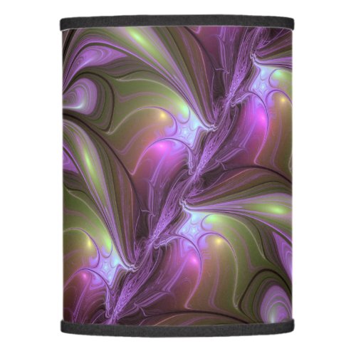 Colorful Abstract Violet Purple Khaki Fractal Art Lamp Shade