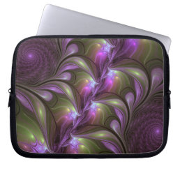 Colorful Abstract Violet Purple Khaki Fractal Art Laptop Sleeve