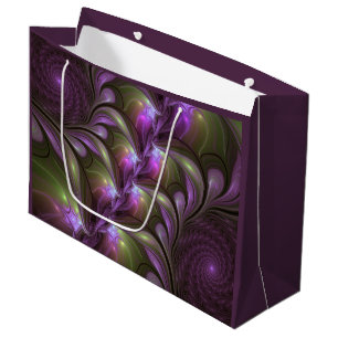 Colorful Abstract Violet Purple Khaki Fractal Art Large Gift Bag