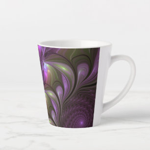 Colorful Abstract Violet Purple Khaki Fractal Art Latte Mug