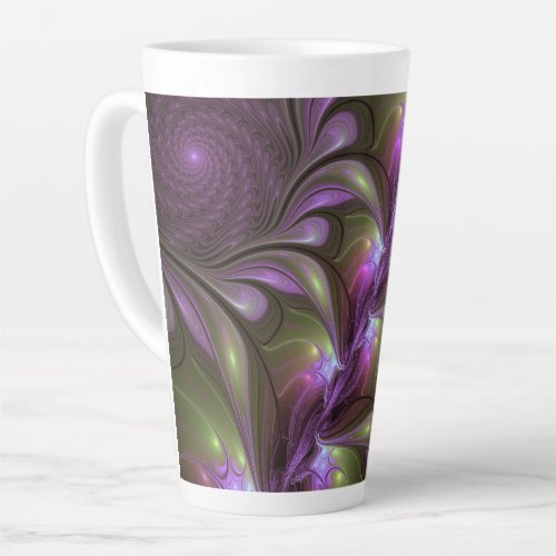 Colorful Abstract Violet Purple Khaki Fractal Art Latte Mug