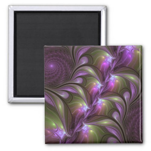 Colorful Abstract Violet Purple Khaki Fractal Art Magnet