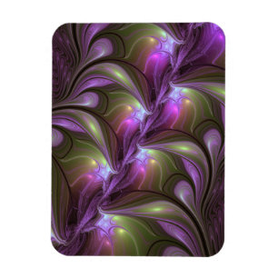 Colorful Abstract Violet Purple Khaki Fractal Art Magnet