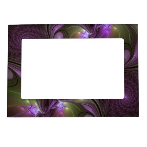 Colorful Abstract Violet Purple Khaki Fractal Art Magnetic Frame