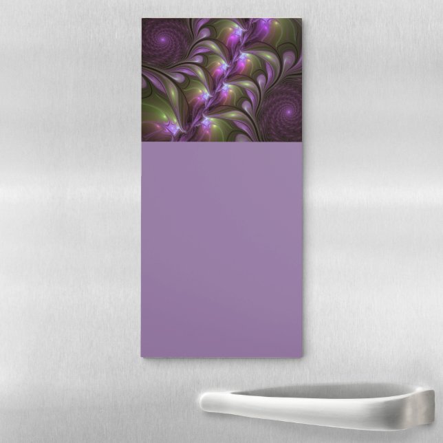 Colorful Abstract Violet Purple Khaki Fractal Art Magnetic Notepad (In Situ)