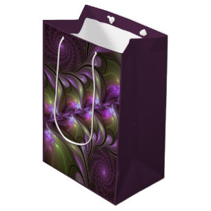 Colorful Abstract Violet Purple Khaki Fractal Art Medium Gift Bag