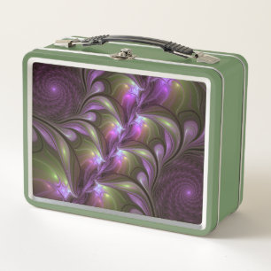 Colorful Abstract Violet Purple Khaki Fractal Art Metal Lunch Box