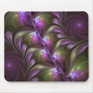 Colorful Abstract Violet Purple Khaki Fractal Art Mouse Pad