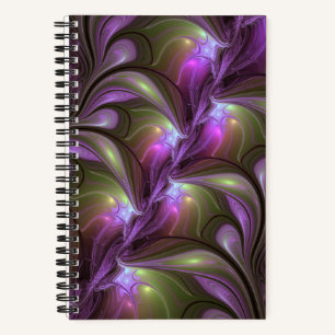 Colorful Abstract Violet Purple Khaki Fractal Art Notebook