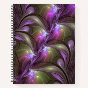 Colorful Abstract Violet Purple Khaki Fractal Art Notebook