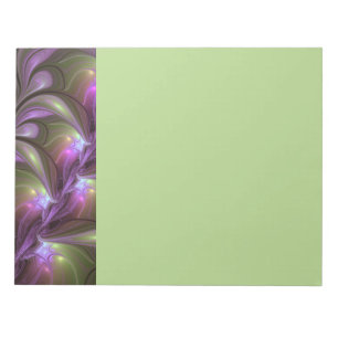 Colorful Abstract Violet Purple Khaki Fractal Art Notepad
