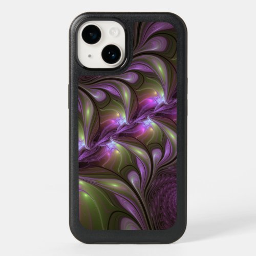 Colorful Abstract Violet Purple Khaki Fractal Art OtterBox iPhone 14 Case