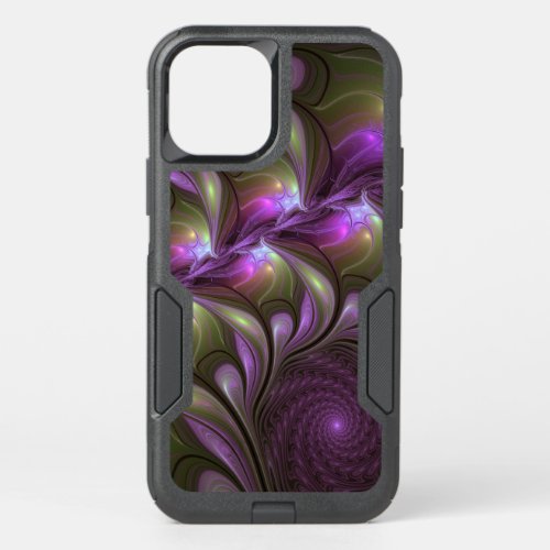 Colorful Abstract Violet Purple Khaki Fractal Art OtterBox Commuter iPhone 12 Pro Case