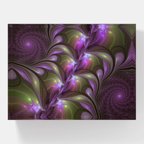 Colorful Abstract Violet Purple Khaki Fractal Art Paperweight