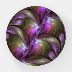 Colorful Abstract Violet Purple Khaki Fractal Art Paperweight