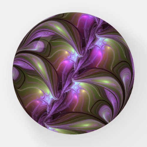 Colorful Abstract Violet Purple Khaki Fractal Art Paperweight