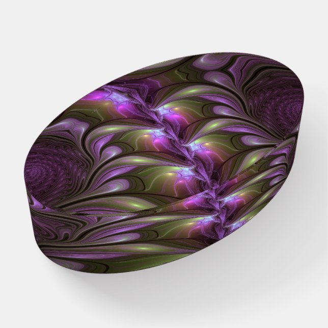 Colorful Abstract Violet Purple Khaki Fractal Art Paperweight (Angled)