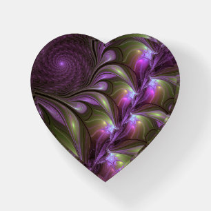 Colorful Abstract Violet Purple Khaki Fractal Art Paperweight