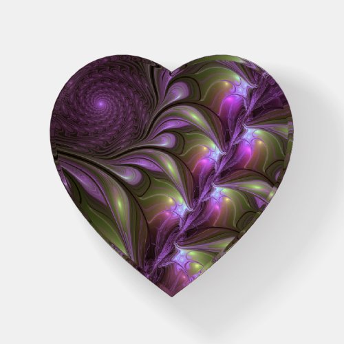 Colorful Abstract Violet Purple Khaki Fractal Art Paperweight