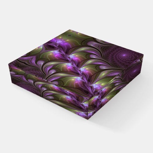 Colorful Abstract Violet Purple Khaki Fractal Art Paperweight