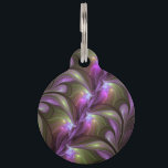 Colorful Abstract Violet Purple Khaki Fractal Art Pet ID Tag<br><div class="desc">Striking fractal art,  abstract and luminous
with shades of purple,  violet and khaki.
Design for your pet tag and more.</div>