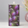 Colorful Abstract Violet Purple Khaki Fractal Art Pillar Candle
