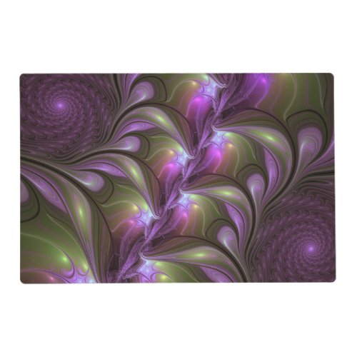 Colorful Abstract Violet Purple Khaki Fractal Art Placemat