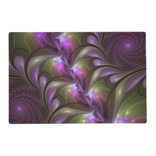 Colorful Abstract Violet Purple Khaki Fractal Art Placemat