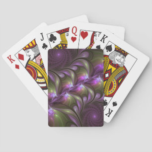 Colorful Abstract Violet Purple Khaki Fractal Art Poker Cards