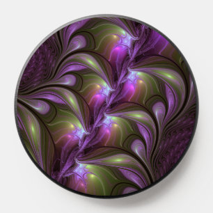 Colorful Abstract Violet Purple Khaki Fractal Art PopSocket