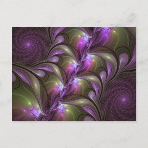 Colorful Abstract Violet Purple Khaki Fractal Art Postcard