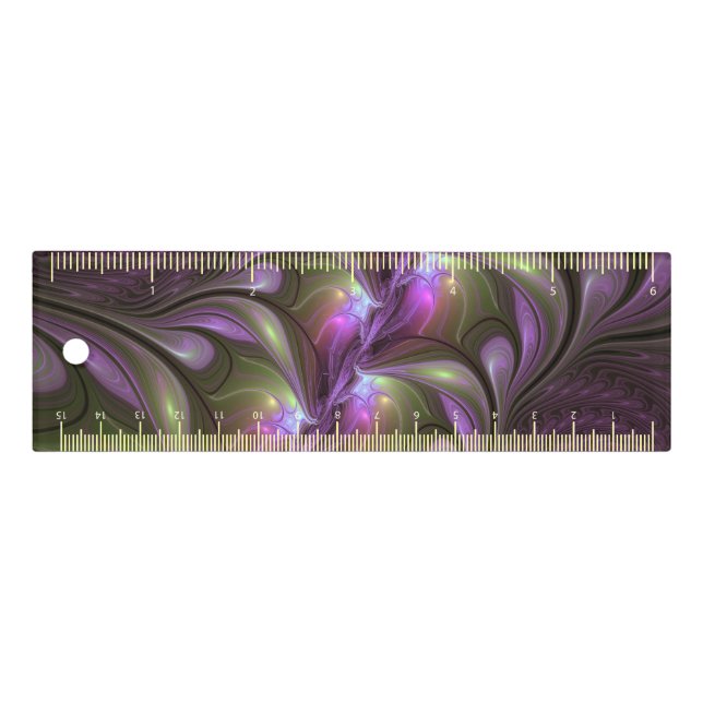 Colorful Abstract Violet Purple Khaki Fractal Art Ruler (Front)