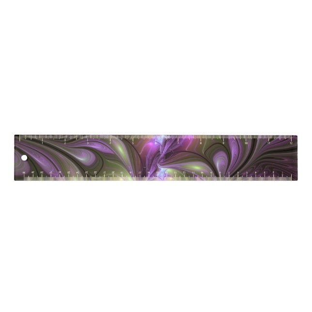 Colorful Abstract Violet Purple Khaki Fractal Art Ruler (Front)