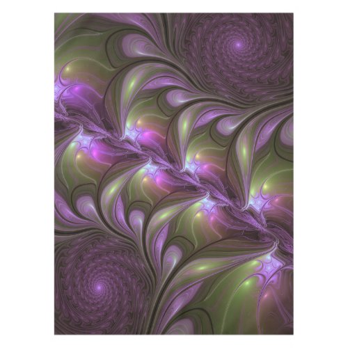 Colorful Abstract Violet Purple Khaki Fractal Art Tablecloth