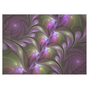 Colorful Abstract Violet Purple Khaki Fractal Art Tablecloth