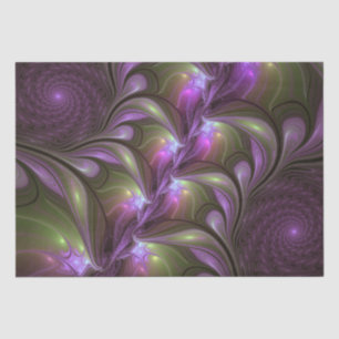 Colorful Abstract Violet Purple Khaki Fractal Art Tissue Paper