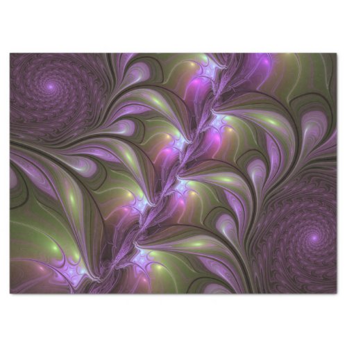 Colorful Abstract Violet Purple Khaki Fractal Art Tissue Paper