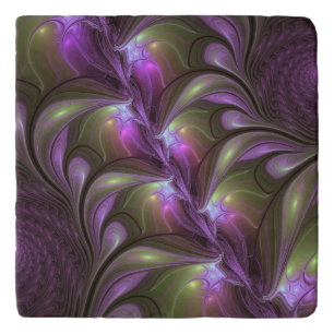 Colorful Abstract Violet Purple Khaki Fractal Art Trivet