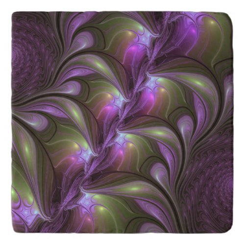 Colorful Abstract Violet Purple Khaki Fractal Art Trivet