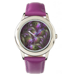 Colorful Abstract Violet Purple Khaki Fractal Art Watch