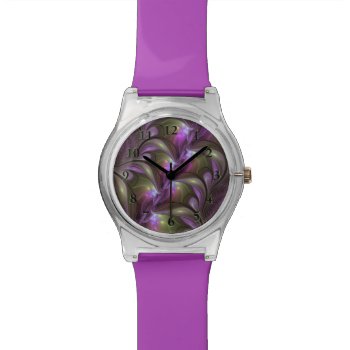 Colorful Abstract Violet Purple Khaki Fractal Art Watch by GabiwArt at Zazzle