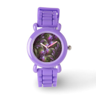 Colorful Abstract Violet Purple Khaki Fractal Art Watch