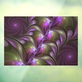 Colorful Abstract Violet Purple Khaki Fractal Art Window Cling by GabiwArt at Zazzle