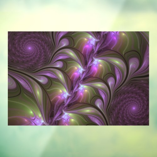 Colorful Abstract Violet Purple Khaki Fractal Art Window Cling