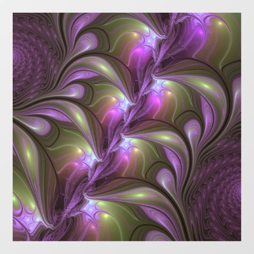 Colorful Abstract Violet Purple Khaki Fractal Art Window Cling