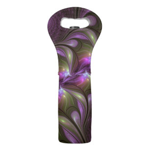 Colorful Abstract Violet Purple Khaki Fractal Art Wine Bag