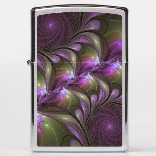 Colorful Abstract Violet Purple Khaki Fractal Art Zippo Lighter