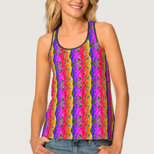 Colorful Abstract w Black Purple Back Tank Top